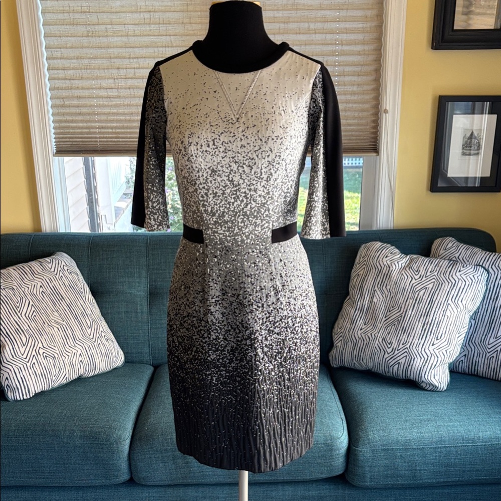 EUC Yoana Baraschi Black and White Midi Dress Anthropologie Abstract Ombré